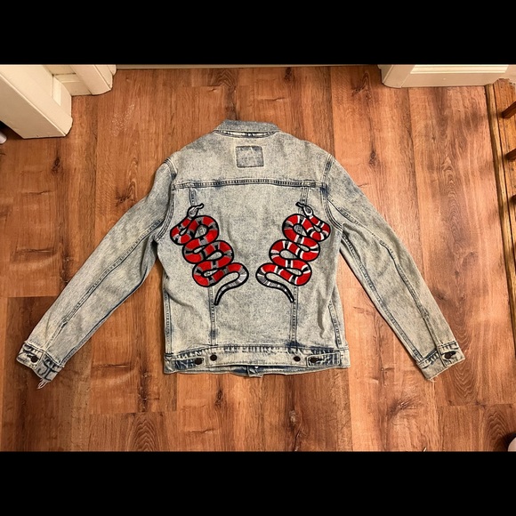 Levi Strauss Custom Corn Snake Patch Stonewash Denim Jacket, M